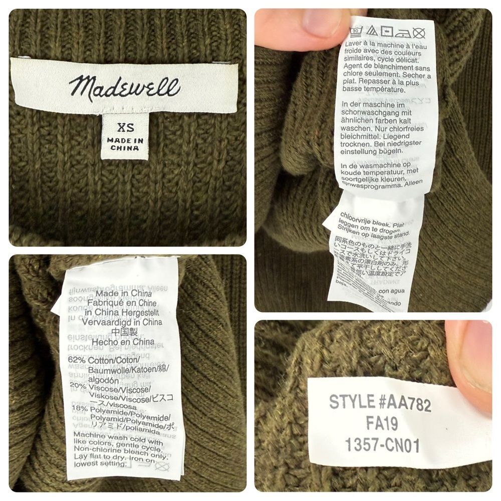 Madewell Thompson Ribbed Knit Pocket Pullover Sweater in Green | XS - Picture 5 of 5